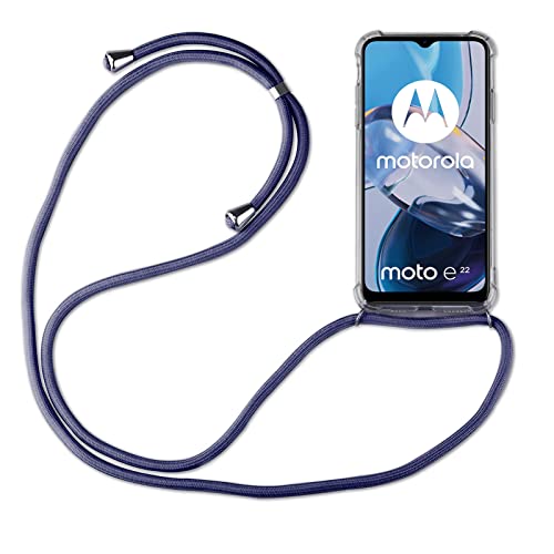 betterfon Handykette für Motorola Moto E22i / E22 Smartphone Halskette Hülle Handyhülle mit Kordel zum Umhängen in Blau von betterfon