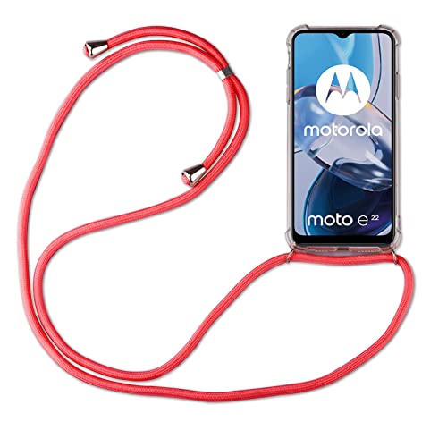 betterfon Handykette für Motorola Moto E22i / E22 Smartphone Halskette Hülle Handyhülle mit Kordel zum Umhängen in Rot von betterfon