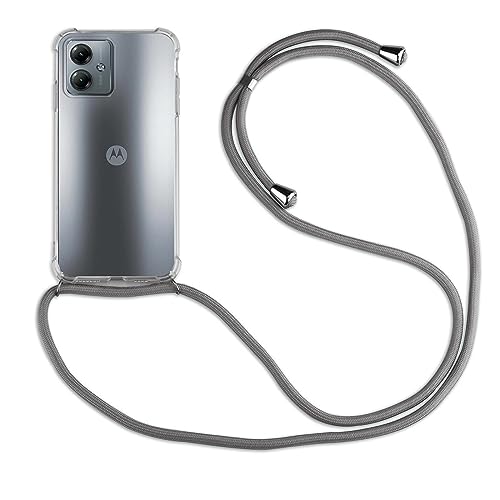betterfon Handykette für Motorola Moto G14 Smartphone Halskette Hülle Handyhülle mit Kordel zum Umhängen für Moto G14 in Grau von betterfon