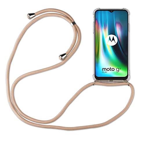 betterfon | Handykette kompatibel mit Motorola Moto G9 Play Smartphone Necklace Hülle mit Band - Schnur mit Case zum umhängen in Motorola Moto G9 Play Beige/Braun von betterfon