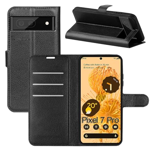 betterfon Hülle für Google Pixel 7 Pro Handyhülle Klapphülle Schutzhülle PU Leder mit [Standfunktion] [Kartenfächern] in Schwarz von betterfon