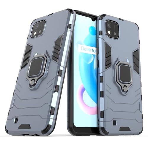 betterfon Hülle Handyhülle Kompatibel mit Realme C11 (2021) | Handyhülle Stoßfest 360° Drehbarer Ring Ständer TPU Silikon Back Cover | Türkis von betterfon