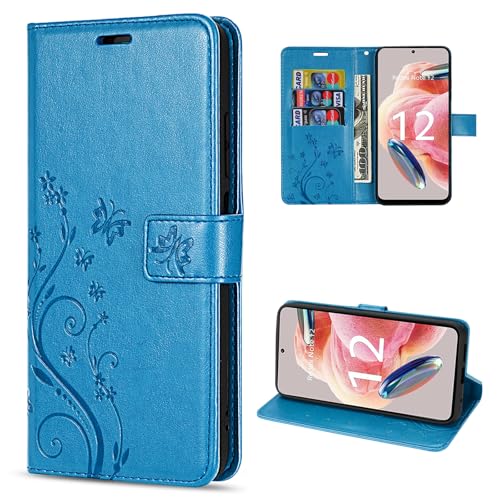 betterfon Hülle für Xiaomi Redmi Note 12 4G Handyhülle Schutzhülle PU Leder mit [Standfunktion] [Kartenfächern] in Blau von betterfon