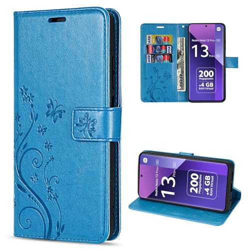 betterfon Hülle für Xiaomi Redmi Note 13 Pro+ Handyhülle Schutzhülle PU Leder mit [Standfunktion] [Kartenfächern] für Xiaomi Redmi Note 13 Pro+ in Blau von betterfon