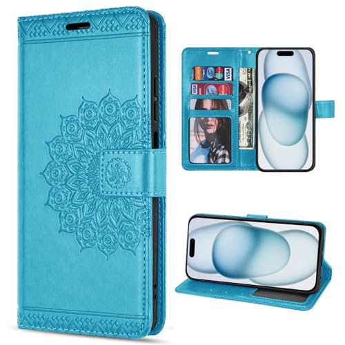 Hülle Kompatibel mit Apple iPhone 15 | Klapphülle Schutzhülle mit Kartenfächer Kompatibel für iPhone 15 | Magnetverschluss Flip Case | Blau von betterfon