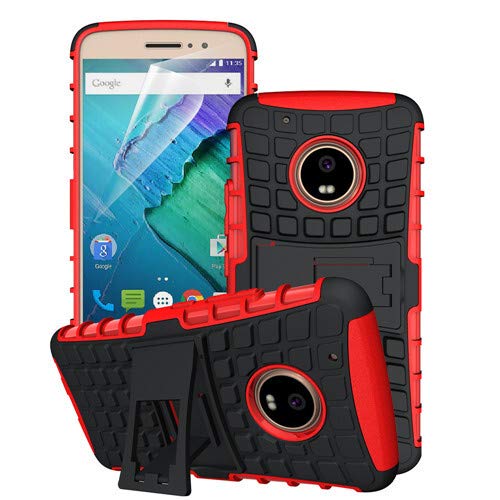 betterfon | Outdoor Handy Tasche Hybrid Case Schutz Hülle Panzer TPU Silikon Hard Cover Bumper für Lenovo Moto G5 Plus Rot von betterfon