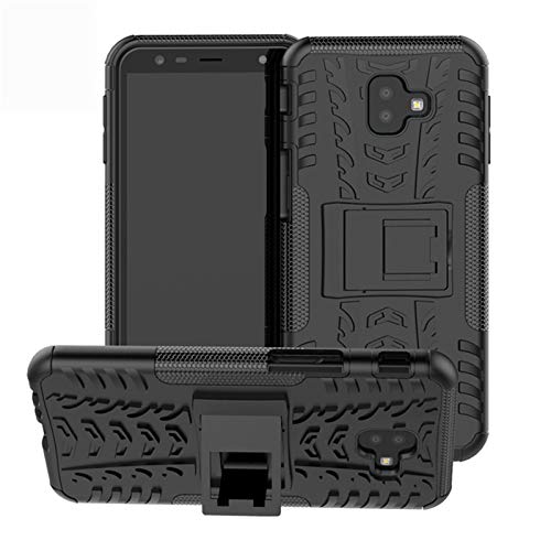 betterfon | Outdoor Handy Tasche Hybrid Case Schutz Hülle Panzer TPU Silikon Hard Cover Bumper für Samsung Galaxy J6+ / J4+ Schwarz von betterfon
