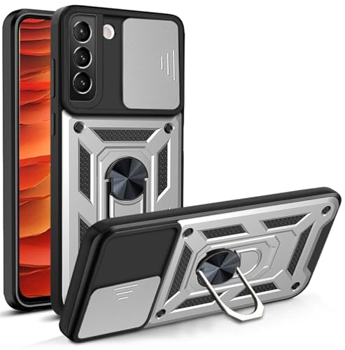 Tasche Kompatibel mit Samsung Galaxy S22 | Gepanzerte schützende stoßfeste Handytasche mit Kameraschutzring | Kratzfeste Tasche | Anti-Fingerabdruck Tasche | Silber Tasche Kompatibel mit Samsung Galaxy S22 | Gepanzerte schützende stoßfeste Handytasche mit Kameraschutzring | Kratzfeste Tasche | Anti-Fingerabdruck Tasche | Silber von betterfon