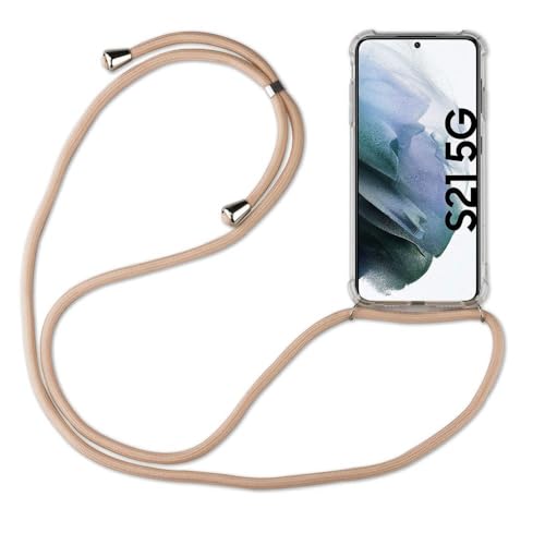 Hülle Kompatibel mit Samsung Galaxy S21 | Handykette Smartphone Halskette Hülle mit Band | Handyhülle mit Kordel zum Umhängen Kompatibel für Galaxy S21 | Beige/Braun von betterfon
