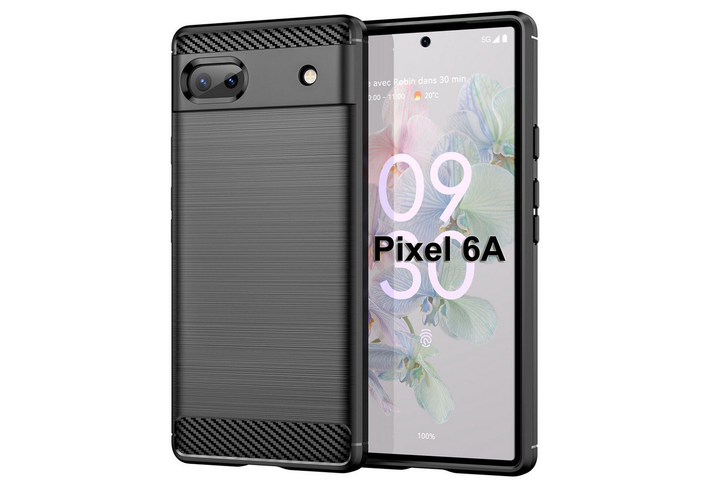 betterfon Smartphone-Hülle Carbon Hülle für Google Pixel 6A Backcover TPU Silikon Bumper Schwarz, Carbon-Look – stoßfestes Case mit Air-Cushion & Metall-Optik betterfon Smartphone-Hülle Carbon Hülle für Google Pixel 6A Backcover TPU Silikon Bumper Schwarz, Carbon-Look – stoßfestes Case mit Air-Cushion & Metall-Optik von betterfon