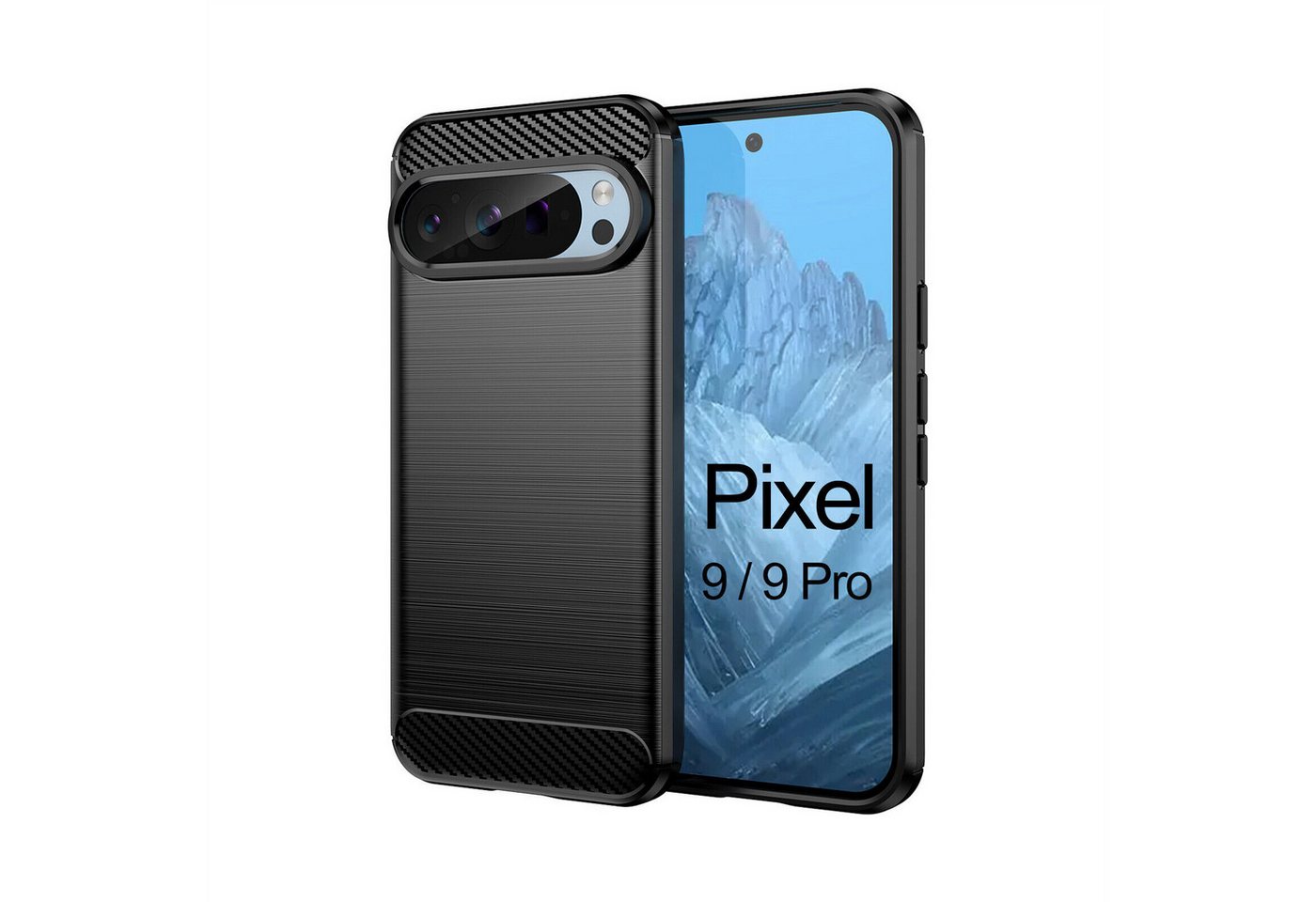 betterfon Smartphone-Hülle Carbon Hülle für Google Pixel 9 / 9 Pro Backcover TPU Silikon Schwarz, Carbon-Look – stoßfestes Case mit Air-Cushion & Metall-Optik betterfon Smartphone-Hülle Carbon Hülle für Google Pixel 9 / 9 Pro Backcover TPU Silikon Schwarz, Carbon-Look – stoßfestes Case mit Air-Cushion & Metall-Optik von betterfon