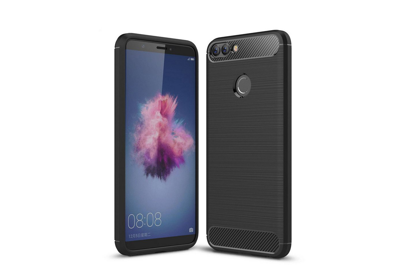 betterfon Smartphone-Hülle Carbon Hülle für Huawei P Smart Backcover TPU Silikon Bumper Schwarz, Carbon-Look – stoßfestes Case mit Air-Cushion & Metall-Optik betterfon Smartphone-Hülle Carbon Hülle für Huawei P Smart Backcover TPU Silikon Bumper Schwarz, Carbon-Look – stoßfestes Case mit Air-Cushion & Metall-Optik von betterfon
