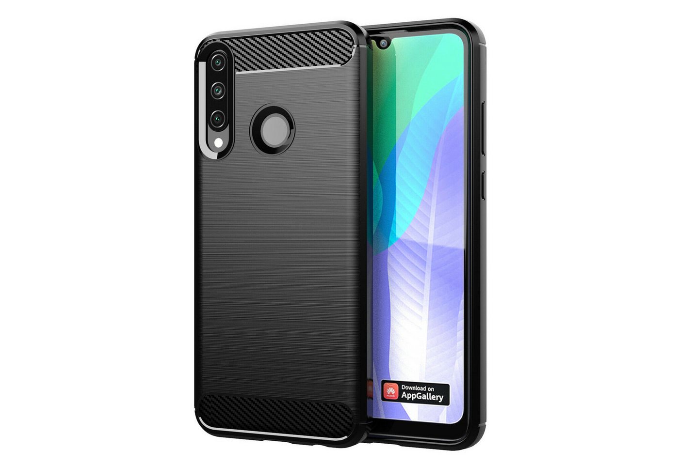 betterfon Smartphone-Hülle Carbon Hülle für Huawei Y6P Backcover TPU Silikon Bumper Schwarz, Carbon-Look – stoßfestes Case mit Air-Cushion & Metall-Optik betterfon Smartphone-Hülle Carbon Hülle für Huawei Y6P Backcover TPU Silikon Bumper Schwarz, Carbon-Look – stoßfestes Case mit Air-Cushion & Metall-Optik von betterfon