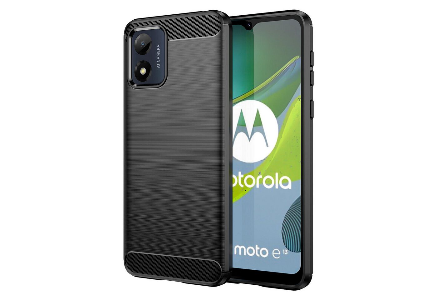 betterfon Smartphone-Hülle Carbon Hülle für Motorola Moto E13 Backcover TPU Silikon Schwarz betterfon Smartphone-Hülle Carbon Hülle für Motorola Moto E13 Backcover TPU Silikon Schwarz von betterfon