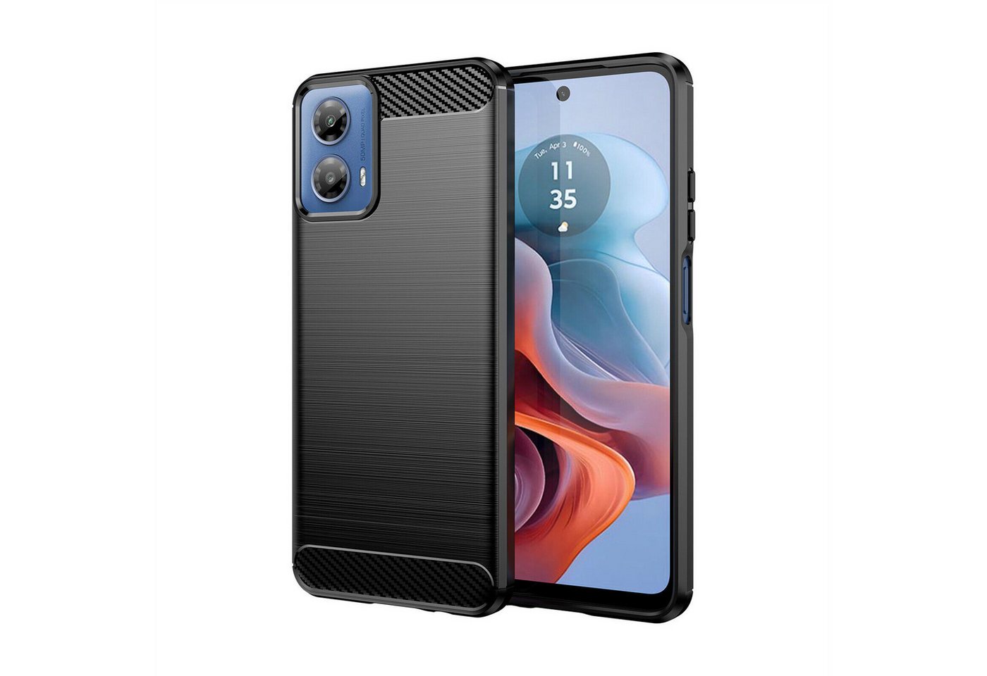 betterfon Smartphone-Hülle Carbon Hülle für Motorola Moto G34 Backcover TPU Silikon Schwarz betterfon Smartphone-Hülle Carbon Hülle für Motorola Moto G34 Backcover TPU Silikon Schwarz von betterfon
