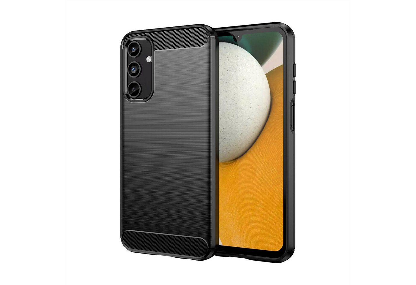 betterfon Smartphone-Hülle Carbon Hülle für Samsung Galaxy A15 TPU Silikon Bumper Schwarz, Carbon-Look – stoßfestes Case mit Air-Cushion & Metall-Optik von betterfon