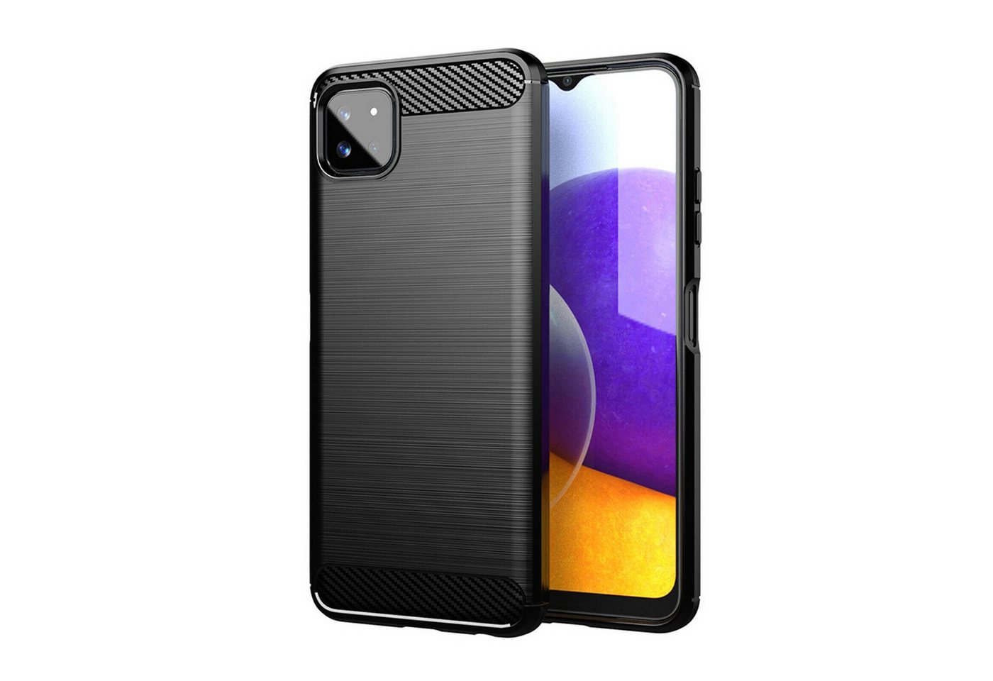 betterfon Smartphone-Hülle Carbon Hülle für Samsung Galaxy A22 5G Backcover TPU Silikon Schwarz, Carbon-Look – stoßfestes Case mit Air-Cushion & Metall-Optik betterfon Smartphone-Hülle Carbon Hülle für Samsung Galaxy A22 5G Backcover TPU Silikon Schwarz, Carbon-Look – stoßfestes Case mit Air-Cushion & Metall-Optik von betterfon