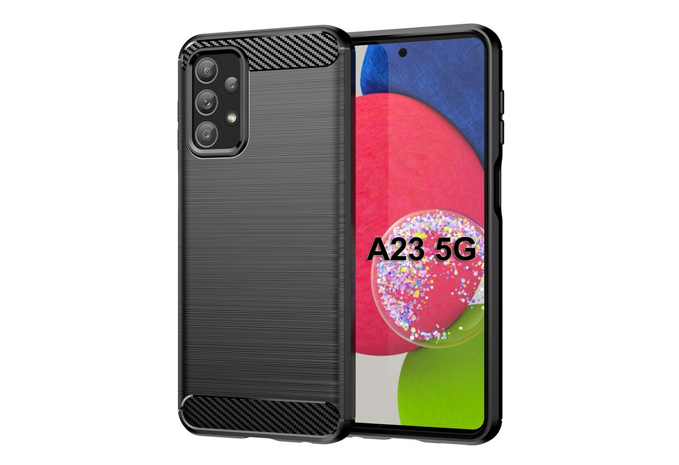 betterfon Smartphone-Hülle Carbon Hülle für Samsung Galaxy A23 5G Backcover TPU Silikon Schwarz, Carbon-Look – stoßfestes Case mit Air-Cushion & Metall-Optik betterfon Smartphone-Hülle Carbon Hülle für Samsung Galaxy A23 5G Backcover TPU Silikon Schwarz, Carbon-Look – stoßfestes Case mit Air-Cushion & Metall-Optik von betterfon