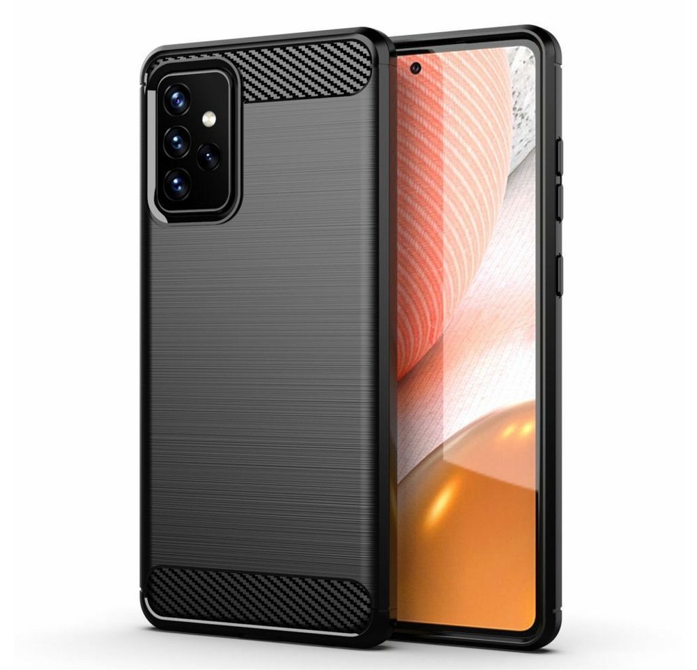 betterfon Smartphone-Hülle Carbon Hülle für Samsung Galaxy A72 5G Backcover TPU Silikon Schwarz, Carbon-Look – stoßfestes Case mit Air-Cushion & Metall-Optik betterfon Smartphone-Hülle Carbon Hülle für Samsung Galaxy A72 5G Backcover TPU Silikon Schwarz, Carbon-Look – stoßfestes Case mit Air-Cushion & Metall-Optik von betterfon