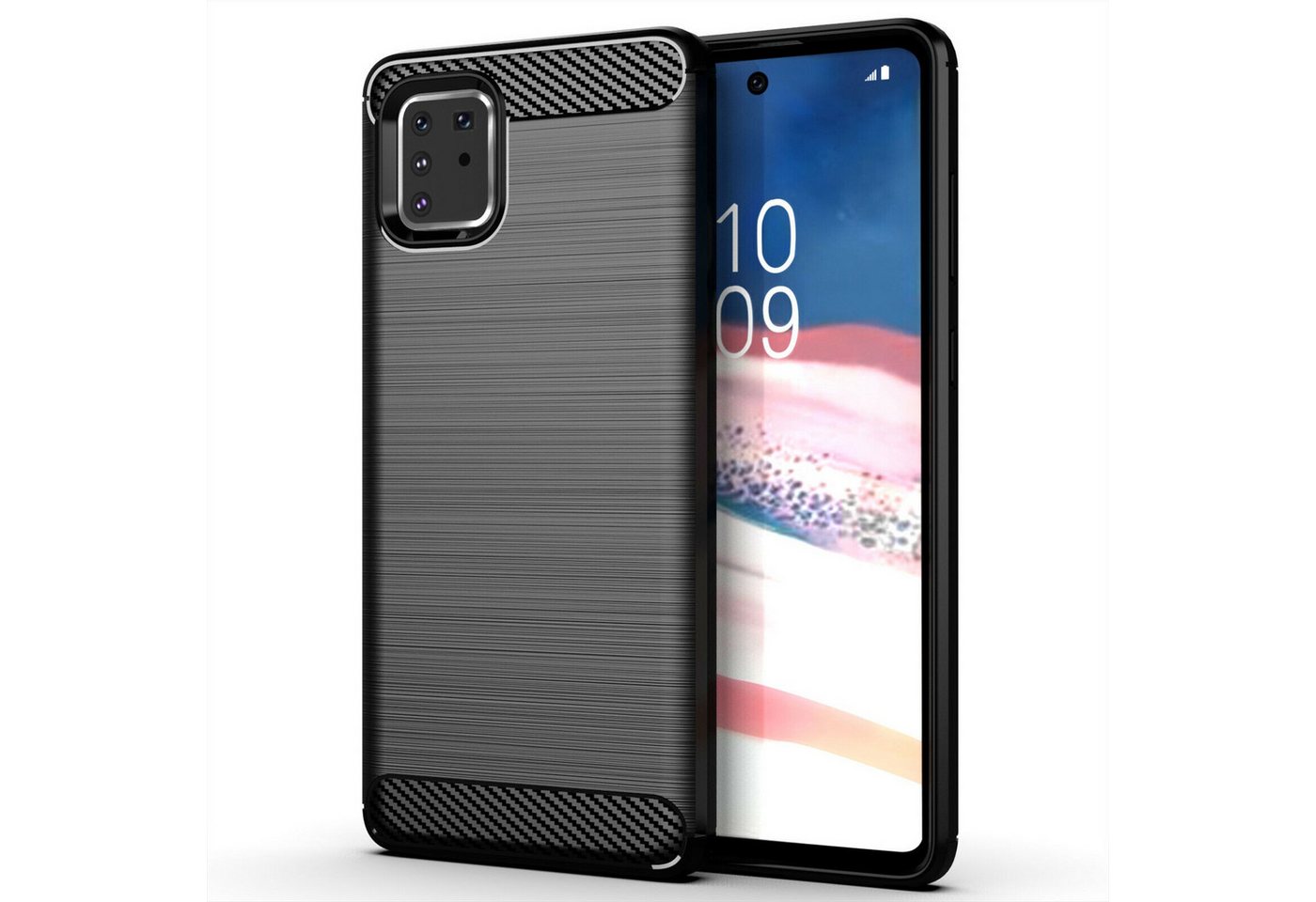 betterfon Smartphone-Hülle Carbon Hülle für Samsung Galaxy Note 10 Lite Backcover TPU Schwarz, Carbon-Look – stoßfestes Case mit Air-Cushion & Metall-Optik betterfon Smartphone-Hülle Carbon Hülle für Samsung Galaxy Note 10 Lite Backcover TPU Schwarz, Carbon-Look – stoßfestes Case mit Air-Cushion & Metall-Optik von betterfon