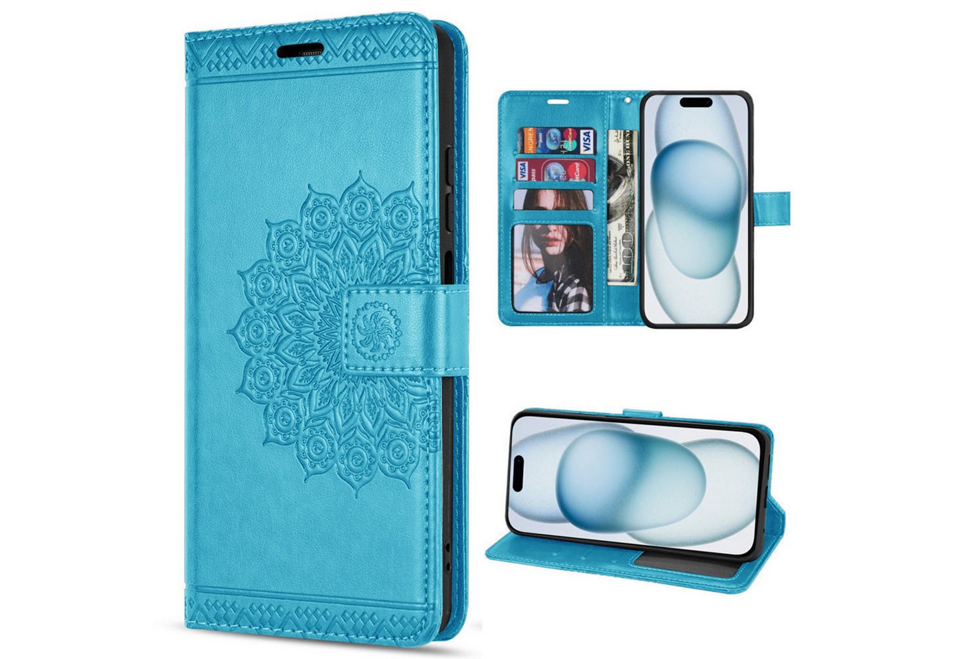 betterfon Smartphone-Hülle Handytasche für Apple iPhone 15 Klapphülle Blau von betterfon
