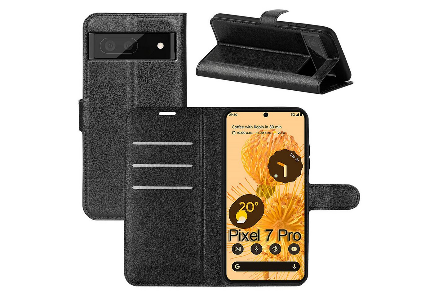 betterfon Smartphone-Hülle Handytasche für Google Pixel 7 Pro Klapphülle Schwarz von betterfon