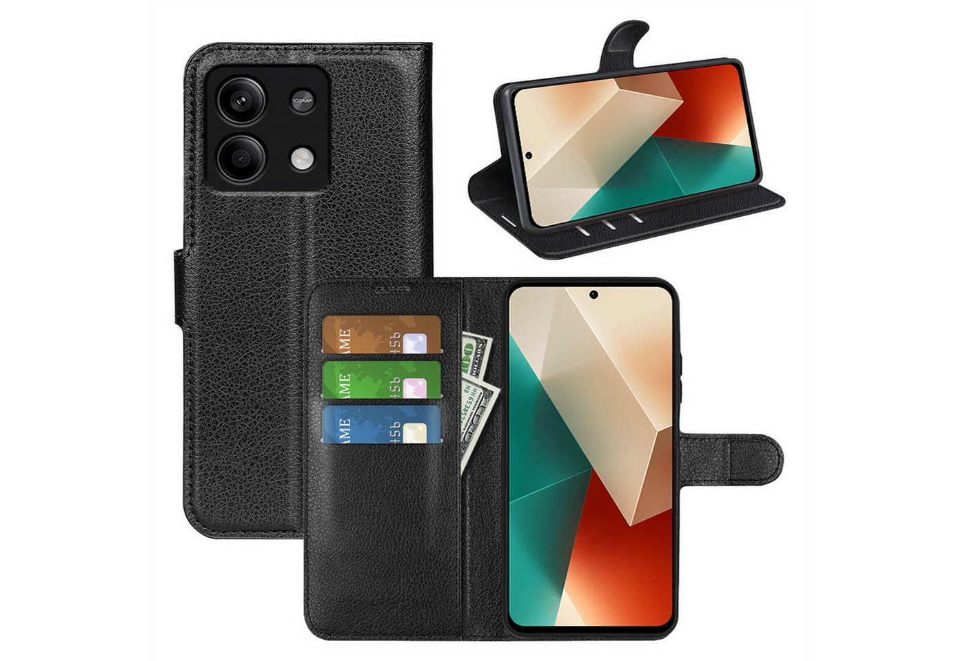 betterfon Smartphone-Hülle Handytasche für Xiaomi Redmi Note 13 5G Schutzhülle Klapphülle Schwarz von betterfon