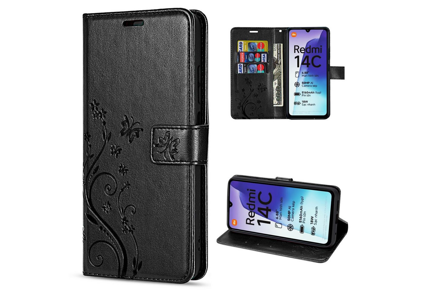 betterfon Smartphone-Hülle Hülle Xiaomi Redmi 14C Handy Tasche Handyhülle Wallet Case Flip Cover betterfon Smartphone-Hülle Hülle Xiaomi Redmi 14C Handy Tasche Handyhülle Wallet Case Flip Cover von betterfon