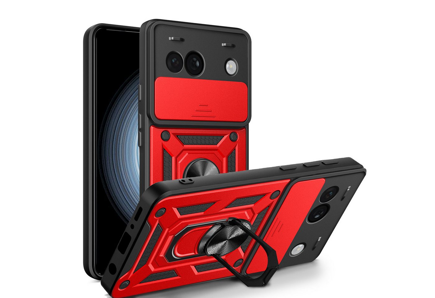 betterfon Smartphone-Hülle Panzer Handyhülle Google Pixel 8A Kameraschutz Ringhalter Cover Rot betterfon Smartphone-Hülle Panzer Handyhülle Google Pixel 8A Kameraschutz Ringhalter Cover Rot von betterfon