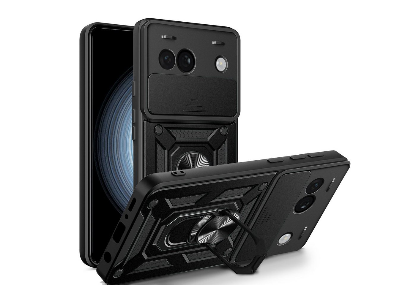 betterfon Smartphone-Hülle Panzer Handyhülle Google Pixel 8A Kameraschutz Ringhalter Schwarz betterfon Smartphone-Hülle Panzer Handyhülle Google Pixel 8A Kameraschutz Ringhalter Schwarz von betterfon