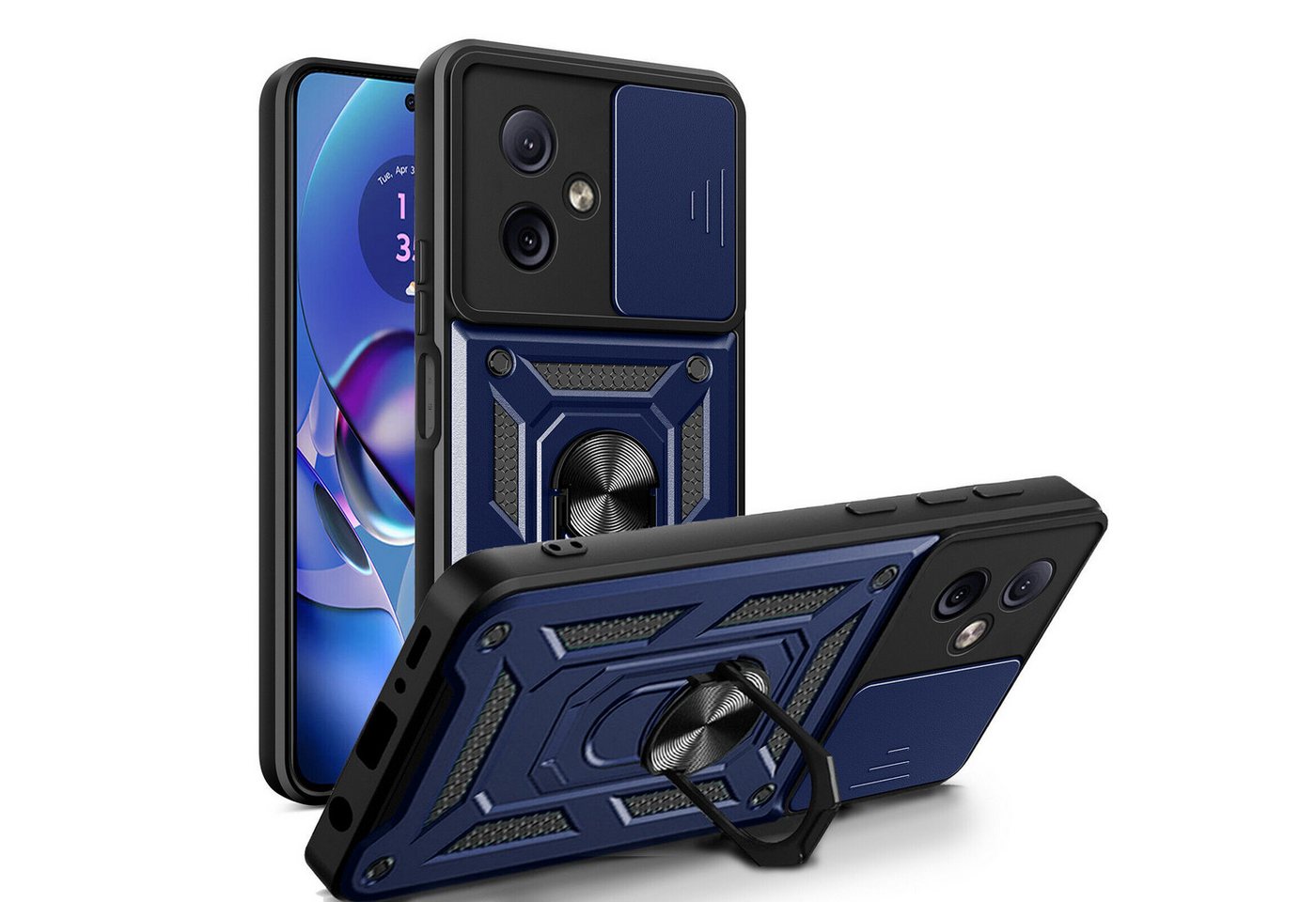 betterfon Smartphone-Hülle für Motorola Moto G54 Panzerhülle mit Kameraschutz & Ringhalter von betterfon