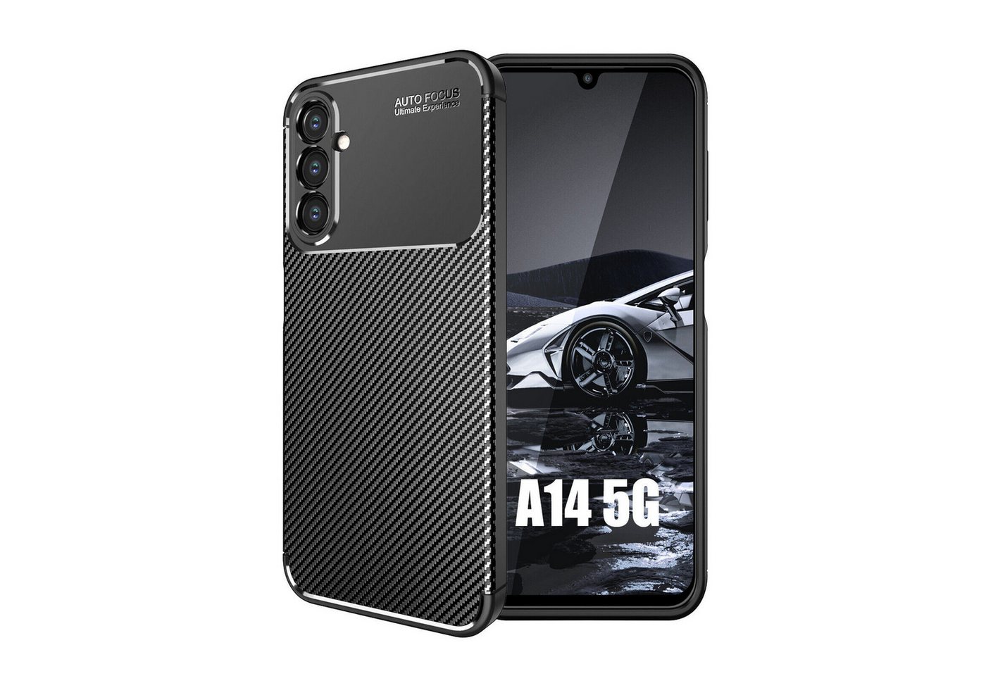 betterfon Smartphone-Hülle für Samsung Galaxy A14 Silikon Case TPU Bumper Schale Schwarz, Carbon-Look – stoßfestes Case mit Air-Cushion & Metall-Optik betterfon Smartphone-Hülle für Samsung Galaxy A14 Silikon Case TPU Bumper Schale Schwarz, Carbon-Look – stoßfestes Case mit Air-Cushion & Metall-Optik von betterfon