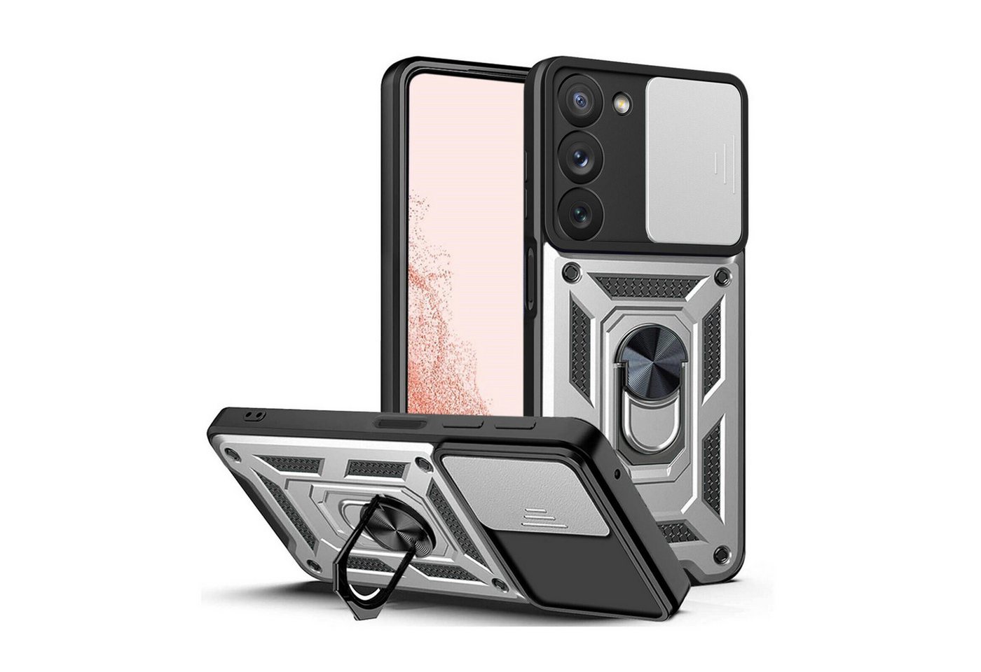 betterfon Smartphone-Hülle für Samsung Galaxy S23 5G Panzerhülle mit Kameraschutz & Ringhalter von betterfon