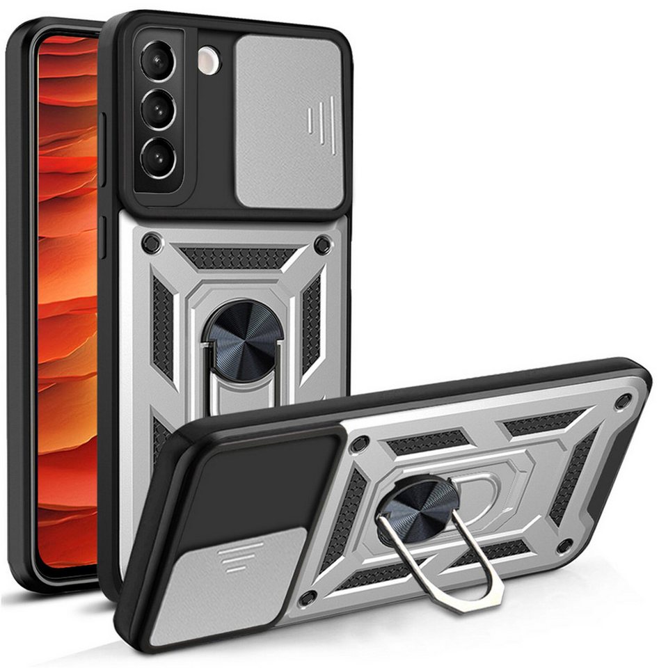 betterfon Smartphone-Hülle für Samsung S22 Panzerhülle mit Kameraschutz & Ringhalter Silber betterfon Smartphone-Hülle für Samsung S22 Panzerhülle mit Kameraschutz & Ringhalter Silber von betterfon