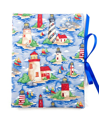 Sammelmappe DIN A4 - innen 30 Sichthüllen - Leuchtturm blau bettina bruder® von bettina bruder