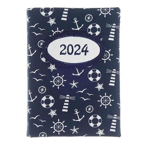 bettina bruder - Kalender Buchkalender 2024 Anker Punkte maritim blau weiß - Timer Terminplaner Chefplaner DIN A5 von bettina bruder