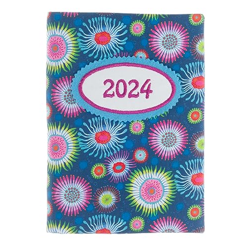 bettina bruder - Kalender Buchkalender 2024 Blumen blau rosa grün türkis bunt - Timer Terminplaner Chefplaner DIN A5 von bettina bruder