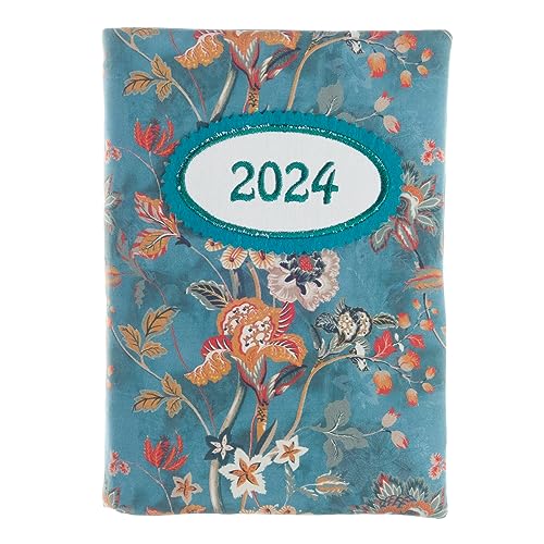 bettina bruder - Kalender Buchkalender 2024 Blumen petrol braun bunt - Timer Terminplaner Chefplaner DIN A5 von bettina bruder