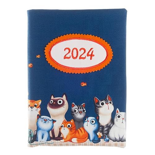 bettina bruder - Kalender Buchkalender 2024 Katzen blau orange bunt - Timer Terminplaner Chefplaner DIN A5 von bettina bruder