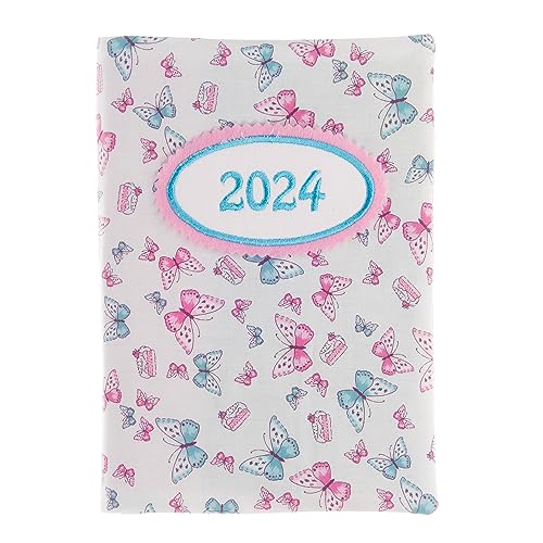 bettina bruder - Kalender Buchkalender 2024 Schmetterlinge weiß rosa pink - Timer Terminplaner Chefplaner DIN A5 von bettina bruder