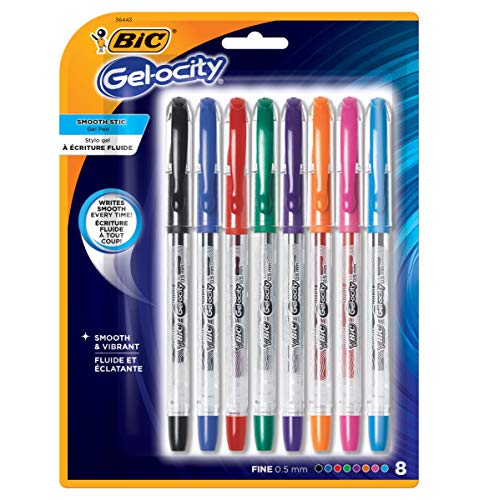 BIC Gel-ocity Smooth Stick Gel Pens, Fine Point, 0.5mm, Assorted Ink (8 Pack) von bic