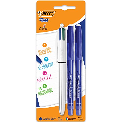 Bic Gel-ocity Illusion - 4 Colour Pen + 2 Blue Erasable Gel Pens - Blister Pack of 3 Pens von bic