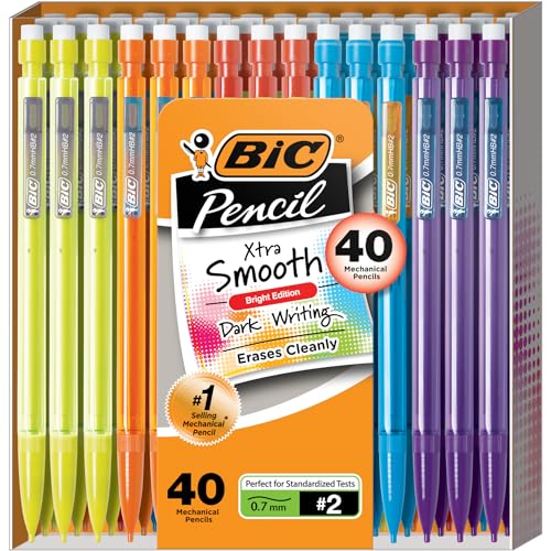 Bic Mechanical Pencils, Xtra Smooth, Bright Edition (Darker Colors, Erases Cleanly), 40-Count von bic
