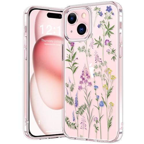 bicol Kompatibel mit iPhone 15 Hülle, kristallklare Hülle mit modischen Designs für Mädchen und Frauen, schmale, stoßfeste Acryl-Handyhülle, 15,5 cm (6,1 Zoll), kleine Blumen und Blätter bicol Kompatibel mit iPhone 15 Hülle, kristallklare Hülle mit modischen Designs für Mädchen und Frauen, schmale, stoßfeste Acryl-Handyhülle, 15,5 cm (6,1 Zoll), kleine Blumen und Blätter von bicol