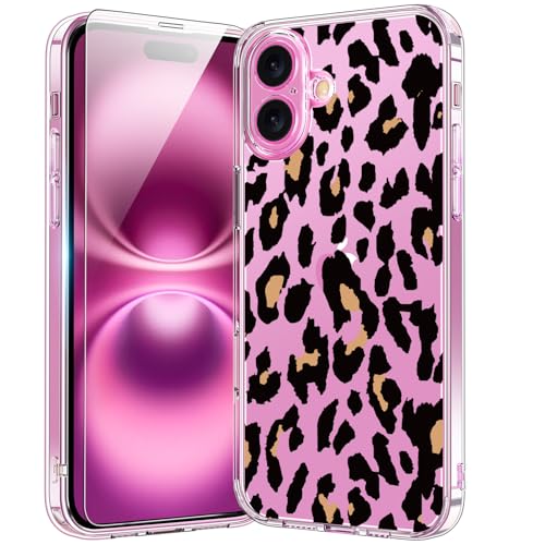 bicol Schutzhülle für iPhone 16, mit Displayschutzfolie, verbesserter Kameraschutz, kristallklare Abdeckung mit modischen Designs für Mädchen und Frauen, schlanke Passform, Schutzhülle 6,1 Zoll von bicol