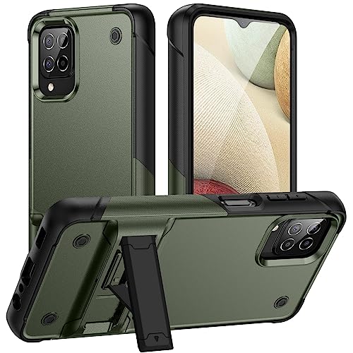 Telefonschutz Militärische Schutzhülle kompatibel mit Samsung Galaxy A12 (4G) 5G /M12/F12/A12 Nacho-Hülle mit Ständer, robuste Ganzkörper-Schutzhülle, stoßfeste Hülle in Militärqualität Telefonzubehör von bigcgreen