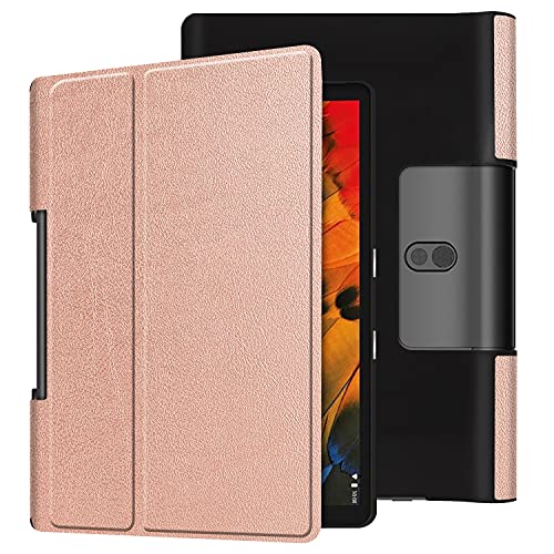 Tablet-Schutz 无休 Compatible with Lenovo Yoga Smart Tab 10.1 (YT-X705F) Tablet-Gehäuse Leichtgewichtiger Trifold-Stand PC. Hard Back Coverwith Trifold & Auto Wake, Schlaf Tablet-Zubehör(Rose Gold) von bigcgreen