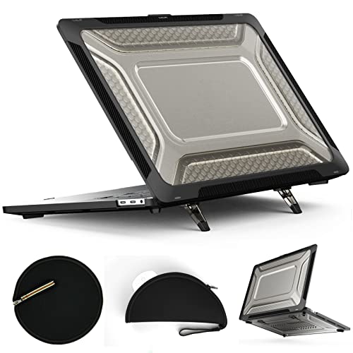 bigcgreen Tablet-Schutz Compatible with MacBook Pro 16 Zoll Hülle 2020 2019 Release A2141 TPU + PC Dual Layer Anti-Fingerprint Hartschalenhülle mit Ständer + Mauspad Tablet-Zubehör(Black) von bigcgreen