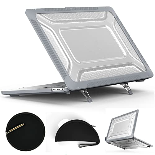 bigcgreen Tablet-Schutz Compatible with MacBook Pro 16 Zoll Hülle 2020 2019 Release A2141 TPU + PC Dual Layer Anti-Fingerprint Hartschalenhülle mit Ständer + Mauspad Tablet-Zubehör(Grey) von bigcgreen