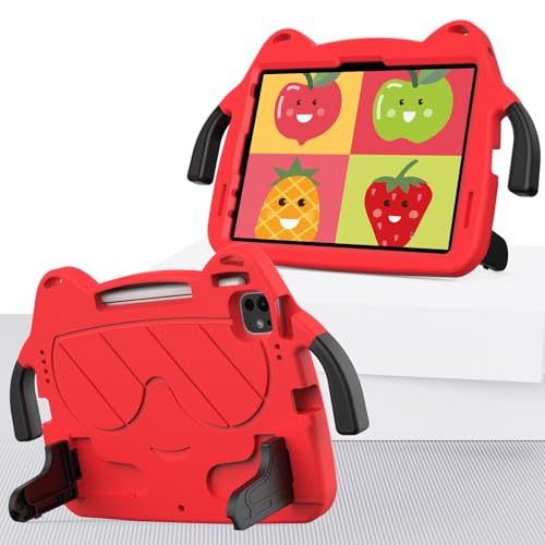 Tablet-Schutz Hülle Kompatibel mit iPad Air 11 Zoll M2(2024)/Pro 11 Zoll (M4) 2024 VeröffentlichtLeichtes stoßfestes EVA-Cover Compatible with Kinder mit Griffständer Verdickte Corneror Impact Tablet von bigcgreen